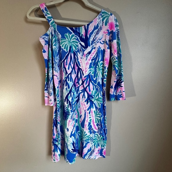 Lilly Pulitzer Cut out Long Sleeve Pink‎ Blue Green Dress Size XXS - Picture 5 of 7